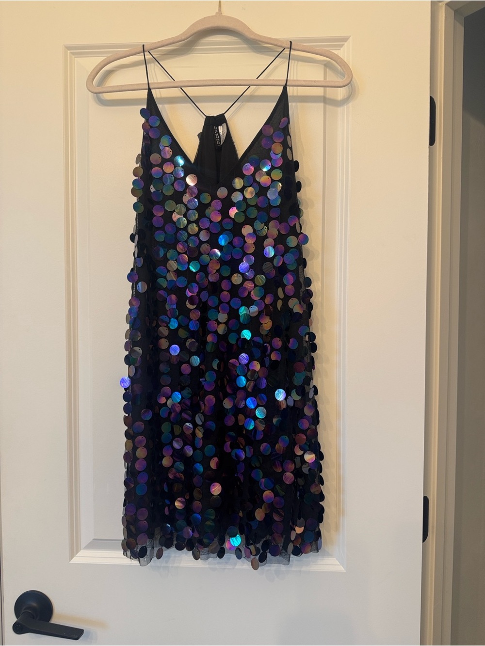 H&M Black Dress with Iridescent Sequin Discs